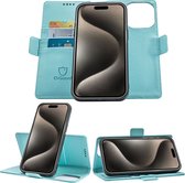 iPhone 15 Pro Max Book Case Hoesje - Uitneembaar Hoesje - Magnetische Sluiting - Portemonnee Baby Blauw