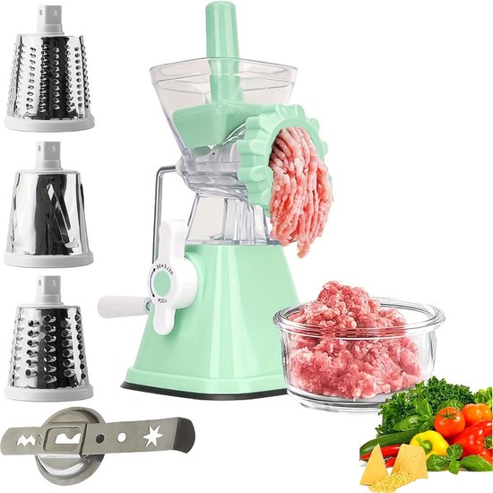 Foto: Vleesmolen gehaktmolen meat grinder machine foodprocessor meat mincer keukenmixer keukenmachine groen