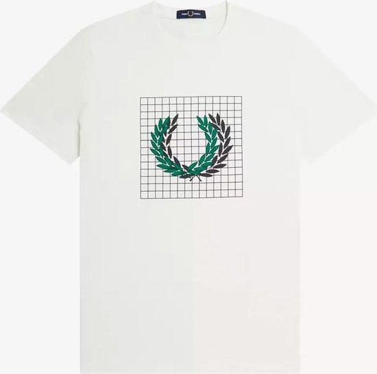 Fred Perry Laurel Wreath Grid T-Shirt - Creme