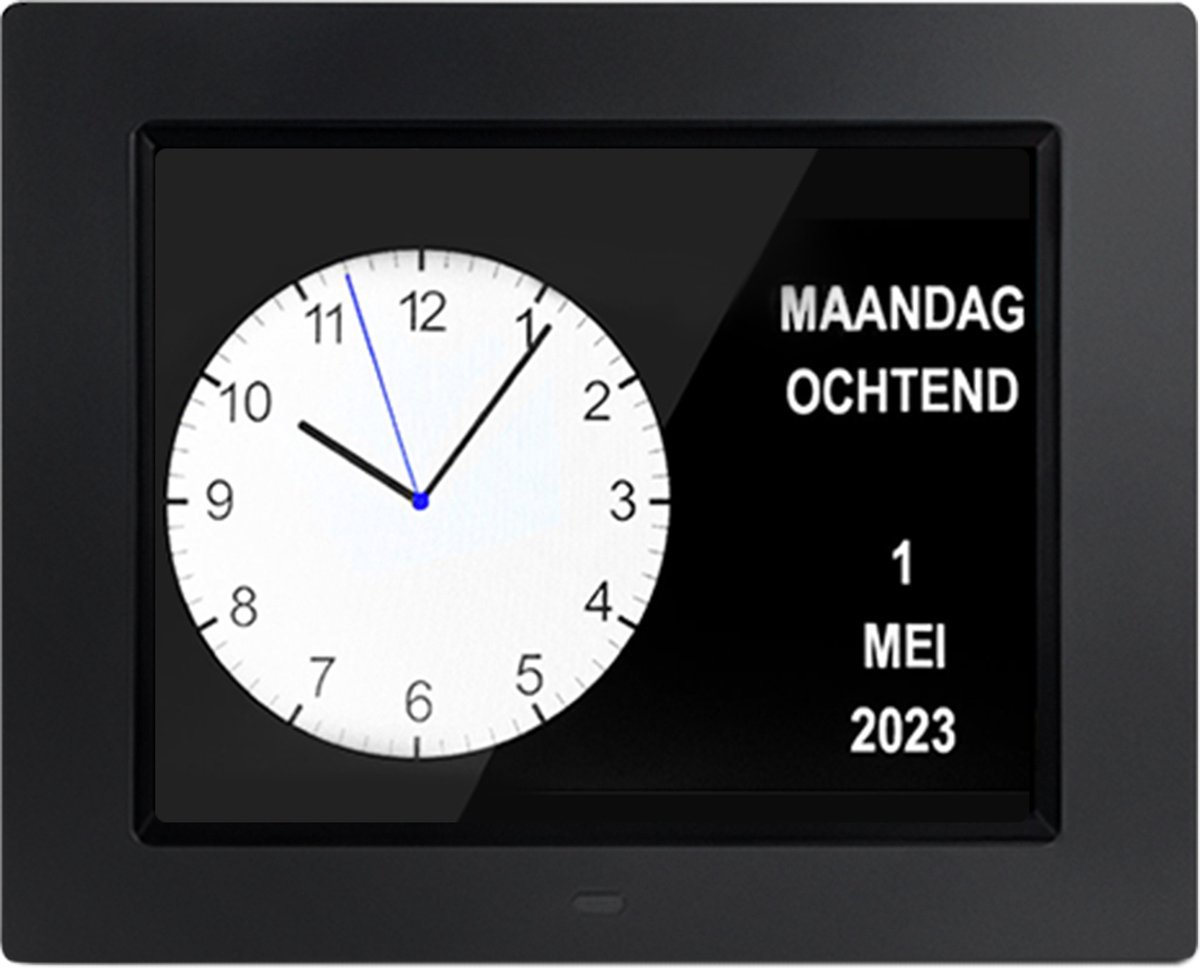 TTD® Dementieklok XL 8 Inch – Klok met Dag & Datum – Analoge & Digitale