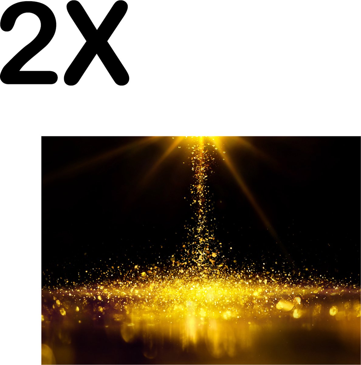 BWK Textiele Placemat - Gouden Glitter Regen - Set van 2 Placemats - 40x30 cm - Polyester Stof - Afneembaar