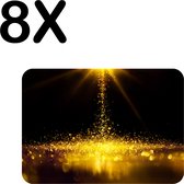 BWK Luxe Placemat - Gouden Glitter Regen - Set van 8 Placemats - 40x30 cm - 2 mm dik Vinyl - Anti Slip - Afneembaar