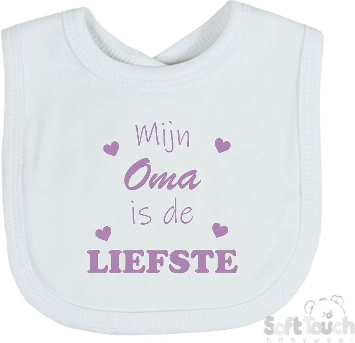 Goedkoopste Soft Touch Slabber Slabbetje Slab Mijn Oma is de liefste Unisex Katoen Wit/lila Maat 33x22 Cm