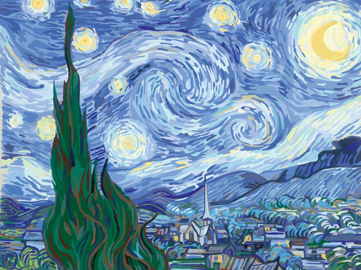 Ravensburger The Starry Night (Van Gogh) - Schilderen op nummer voor volwassenen — afbeelding 3