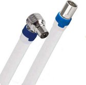 Coax kabel op de hand gemaakt - 15 meter - Wit - IEC 4G Proof Antennekabel - Male haaks en Female rechte pluggen - lengte van 0.5 tot 30 meter