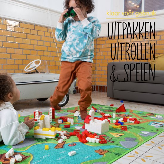Carpet Studio Hiking Speelkleed - Speelmat 95x133cm - Vloerkleed Kinderkamer - Anti-slip Speeltapijt - Verkeerskleed - Groen van Carpet Studio — afbeelding 5