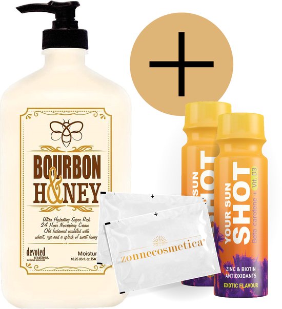 Devoted Creations - Bourbon & Honey + 2 Your Sun Shots + 2 Verfrissingsdoekjes