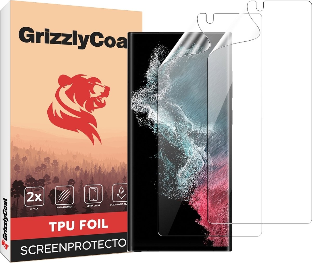 GrizzlyCoat - Screenprotector geschikt voor Samsung Galaxy S22 Ultra Hydrogel TPU | GrizzlyCoat Screenprotector - Case Friendly + Installatie Frame (2-Pack)