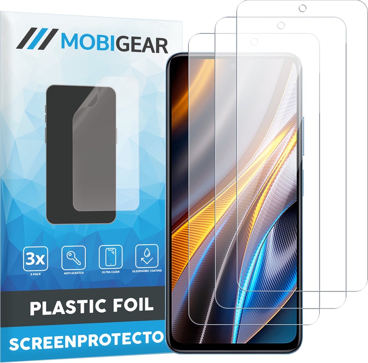 Mobigear Screenprotector geschikt voor POCO X4 GT | Mobigear Screenprotector Folie - Case Friendly (3-Pack)