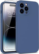 Lunso - Geschikt voor iPhone 15 Pro - Hoesje Flexibel silicone Backcover - Donkerblauw
