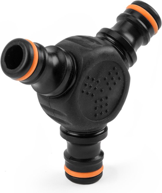 3-weg tuinslangkoppeling 1/2″ universeel Gardena compatibel Y-stuk Bradas Black Line Soft grip kunststof