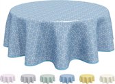Tafelzeil tafelkleed, wasbaar, onderhoudsvriendelijk, afwasbaar, rond, 160 cm, blauw/grijs