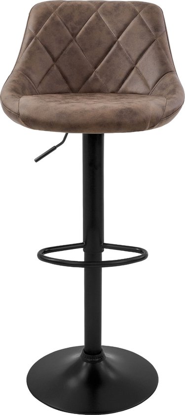 Lot de 2 tabourets de bar revêtement en simili cuir marron avec dossier et repose-pieds réglables en hauteur 62-82 cm ML- Design