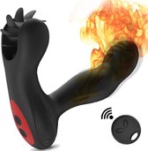 Mannelijke prostaat en balzak vibrator - Verwarmd - Anale + Scrotum stimulatie - Remote control - Tong - Vele verschillende standen - USB Oplaadbaar