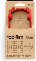 Toolflex One - 2-Pack Gereedschapshouders met Rode Adapter - Geschikt voor Ø15-35 mm Gereedschappen - Muurbevestiging met Veilige Installatiekit - Ruimtebesparend en Veilig - Exclusief voor Toolflex One Producten