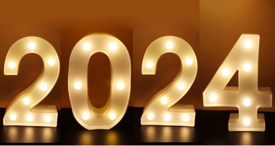 Lichtgevende Cijfers 2024 - 16 cm - Wit - LED
