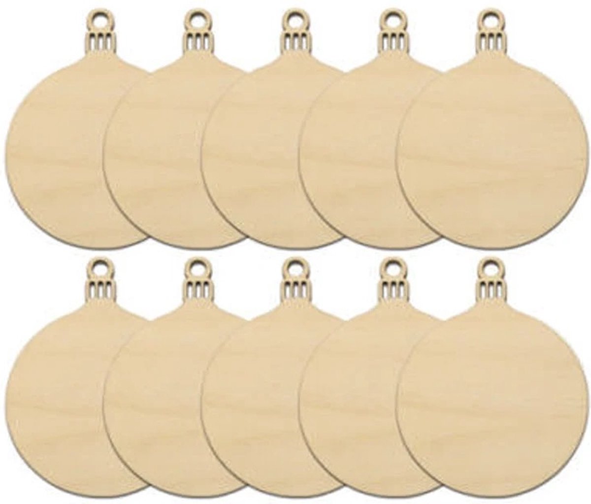 LOUZIR 10 stuks Kerstballen - Houten Kerstballen - Kersthangers - Kerstmis Versiering - Kerstboom - Kerstbal van Hout - Ook Zelf In Te Kleuren - Vorm: Rond Overig