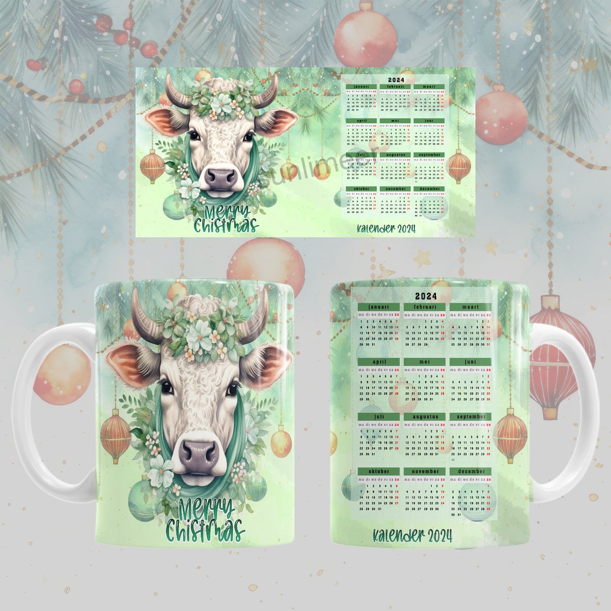 Mok Merry christmas / Vrolijk kerstfeest met de jaarkalender 2024!