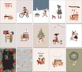 DiverseGoods 32 Traditionele en Nostalgische Kerstkaarten - Prachtige Ansichtkaarten in Retro & Vintage Stijl - Verschillende Motieven voor de Feestdagen - Inclusief 32 Enveloppen