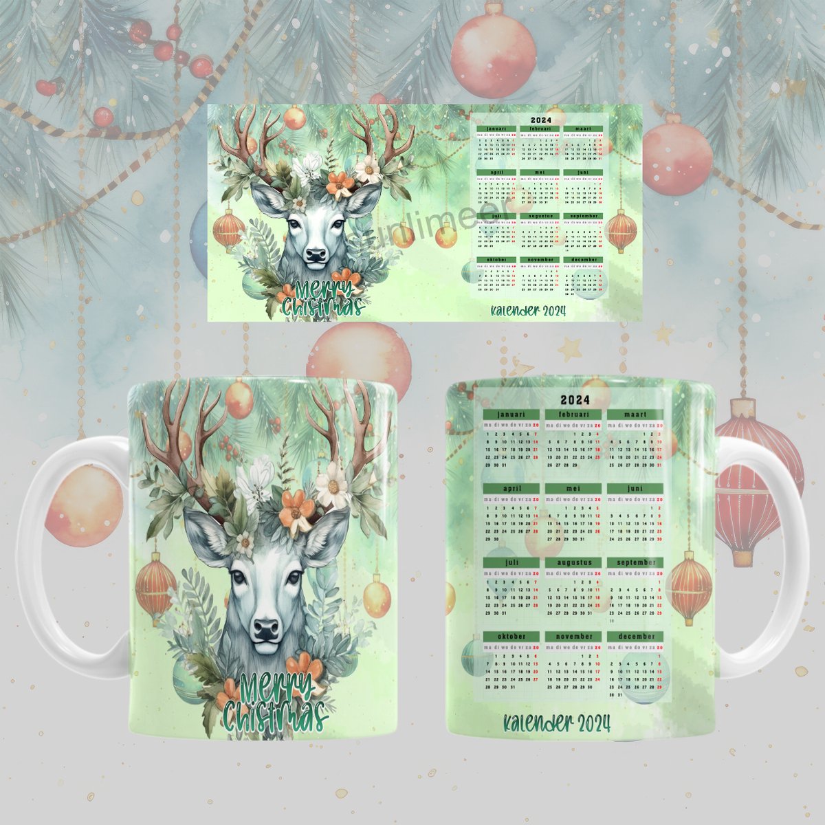 Mok Merry christmas / Vrolijk kerstfeest met de jaarkalender 2024!