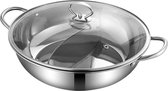 Hot Pot en acier inoxydable - Hot Pot Pan - Fondue asiatique authentique - Shabu Shabu - Cuisinière à gaz - Cuisinière à induction - Argent - 34CM