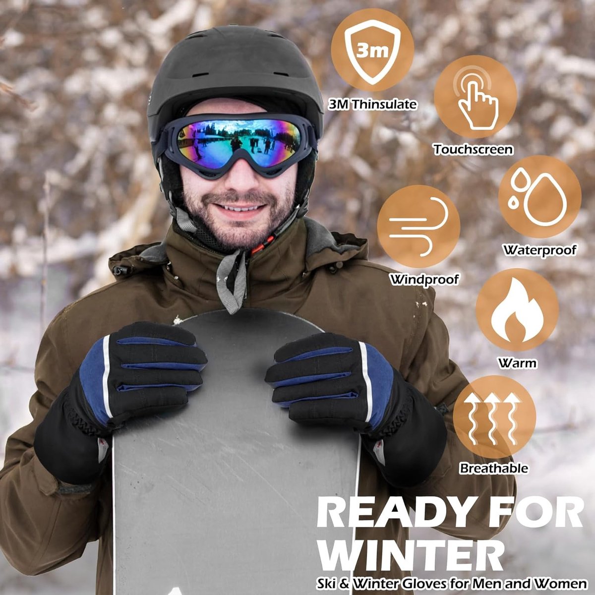 Winterhandschoenen Touchscreen Vingers Ski Handschoenen Dames & Heren - Thermisch, Winddicht & Waterdicht - Touchscreen Winterhandschoenen Voor Skiën Warme Winterhandschoenen Set