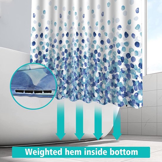 Douchegordijn, douchegordijnen polyester, 180 x 200 cm, wasbaar