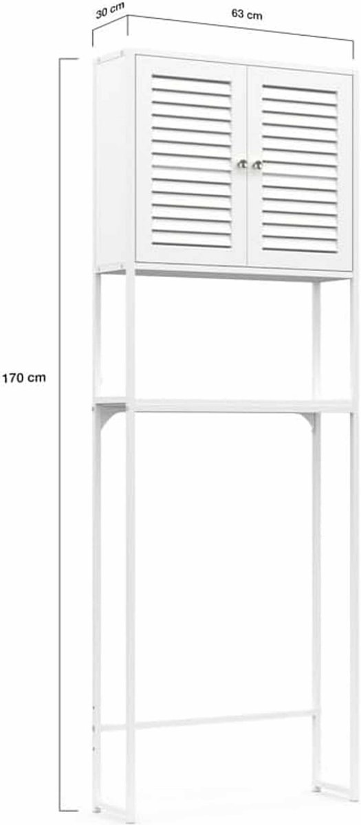en.casa] Ombouwkast Nordborg badkamerkast vrijstaand met 3 planken voor toilet en wasmachine metaal zwart 161x53x25 cm