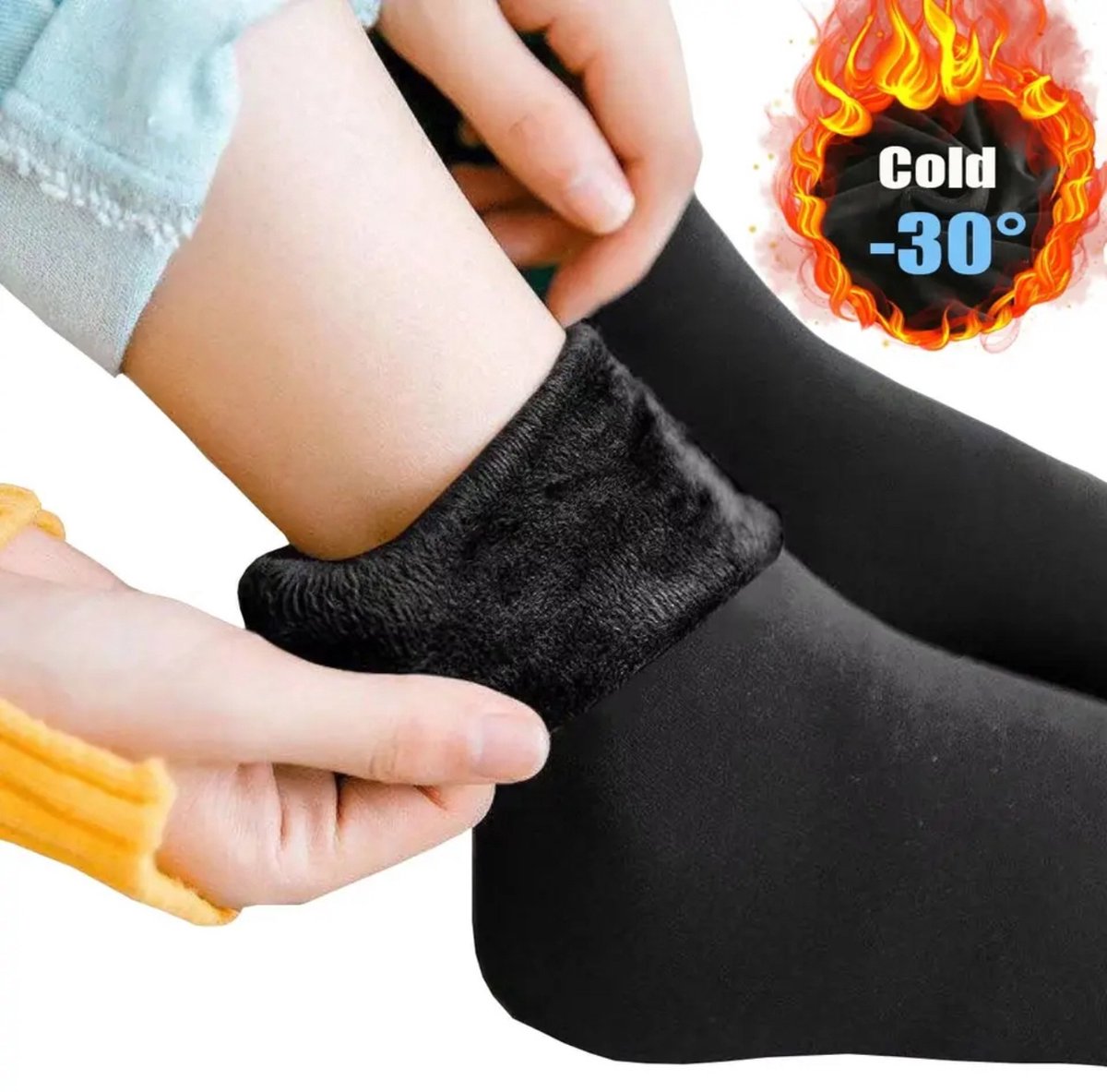 Wow Peach Winter Fleece Sokken Zacht en Warm Gevoerde binnenzijde Huissokken One Zwart