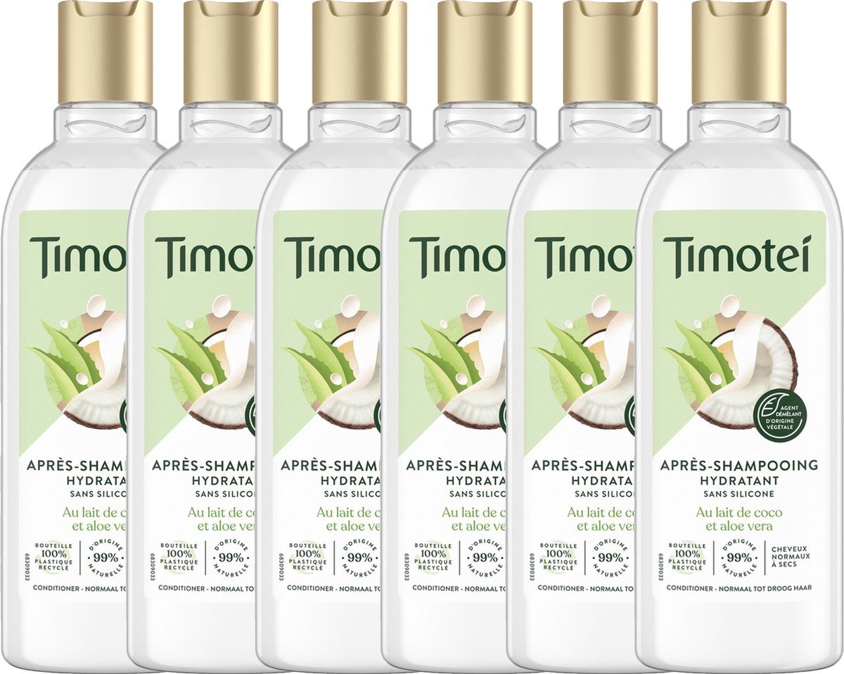 Timotei Conditioner met kokosmelk en Aloe Vera Geschikt voor droog tot normaal haar 6 x 300 ml Voordeelverpakking