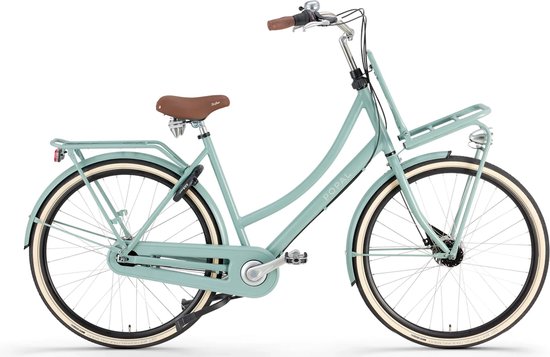 Vélo de transport Popal Daily Dutch Prestige N7 28 pouces - Femme - Cadre en aluminium - 47 cm - Vert minéral