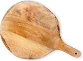 Ronde houten snijplank | Pizzaschep van mangohout | snijplank | Bereidings-, serveerplank | Charcuterieschotel - 16 "x 11"