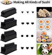 Sushi Maker Set van 12 Sushi-vormen, set voor het bereiden van sushi, rijst, rol, sushi-maker, doe-het-zelf, keuken, complete set, geschikt voor beginners