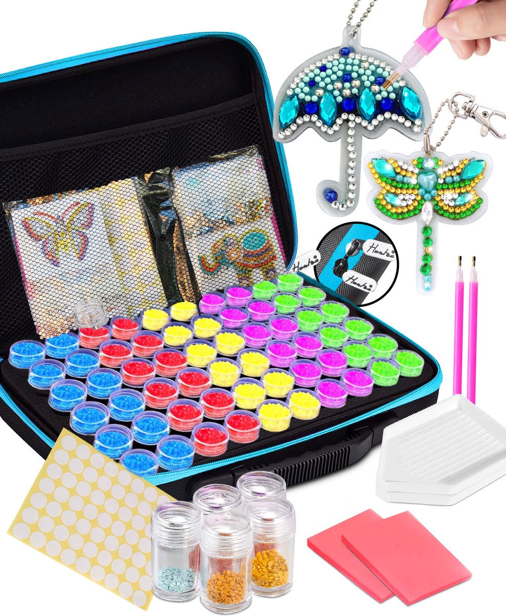 Huntex Diamond Painting Opbergdoos Blauw - Perfect voor Volwassenen en Kinderen