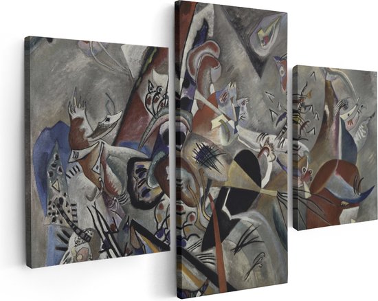 Artaza Canvas Schilderij Drieluik In Grijs - Wassily Kandinsky - 180x120 - Groot - Foto Op Canvas - Canvas Print