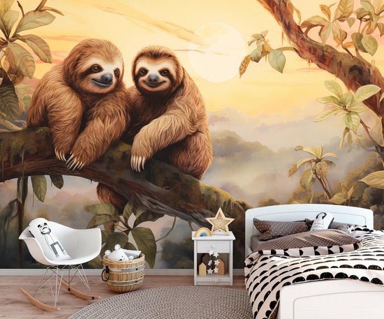 Set Cartoon Geïsoleerde Luiaard Kleurplaat Schattig Vector Kawaii Dieren Overzicht 80328476
