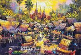 Leven aan de Waterkant Thailand | Houten Puzzel | 2000 Stukjes | King of Puzzle | 88 x 59 cm