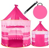 Playos® - Speeltent - Roze - 135 x 105 cm - met Hoes - Kasteel - Speelhuis met Bodem - Binnen en Buiten - Popup