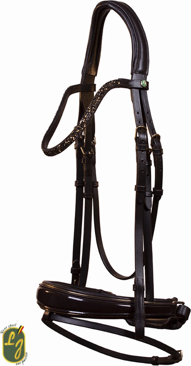 LJ Leathers Hoofdstel Golden Rock - Black - Maat Full