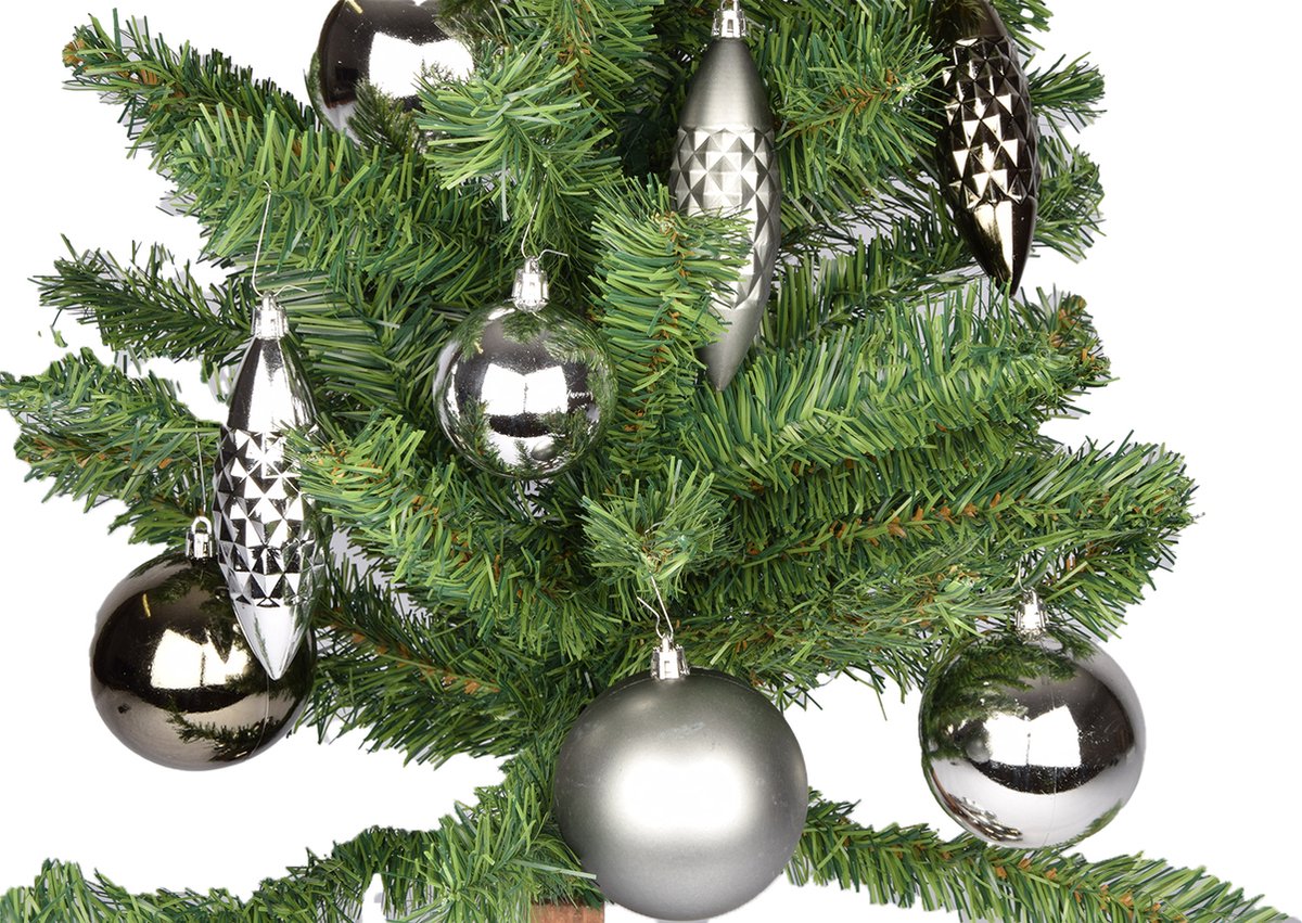 Kerstballen Set - Kerstdecoratie Ballen - Kerstboom Versieren - Glanzend en Mat - 31 Stuks - Zilver – foto 3