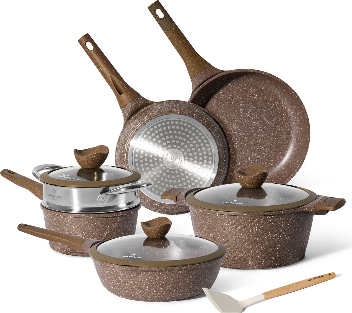 Casserole Et Poêle En Céramique Antiadhésive – Set 9 Pièces Sans PFAS, Compatible Induction