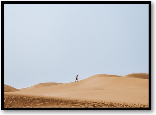 Alleen met de Horizon - Zandpaden van Gran Canaria - Fotoposter 70x50 met Lijst
