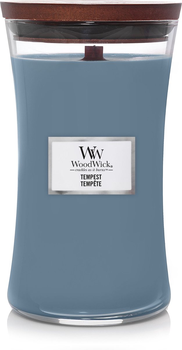 WoodWick Hourglass Large Geurkaars - Tempest - 130 branduren Blauw