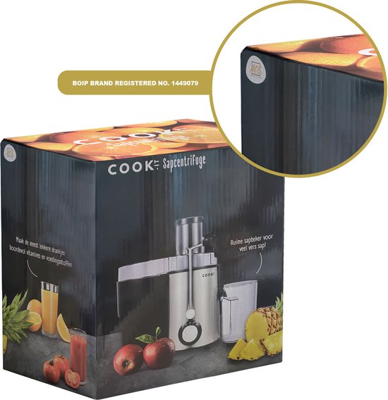 COOK-IT - Sapcentrifuge Extra Sterk - 550 ml Sapbeker - 1L Pulpcontainer - 3 Snelheden Juicer - Ultrafijne Filter