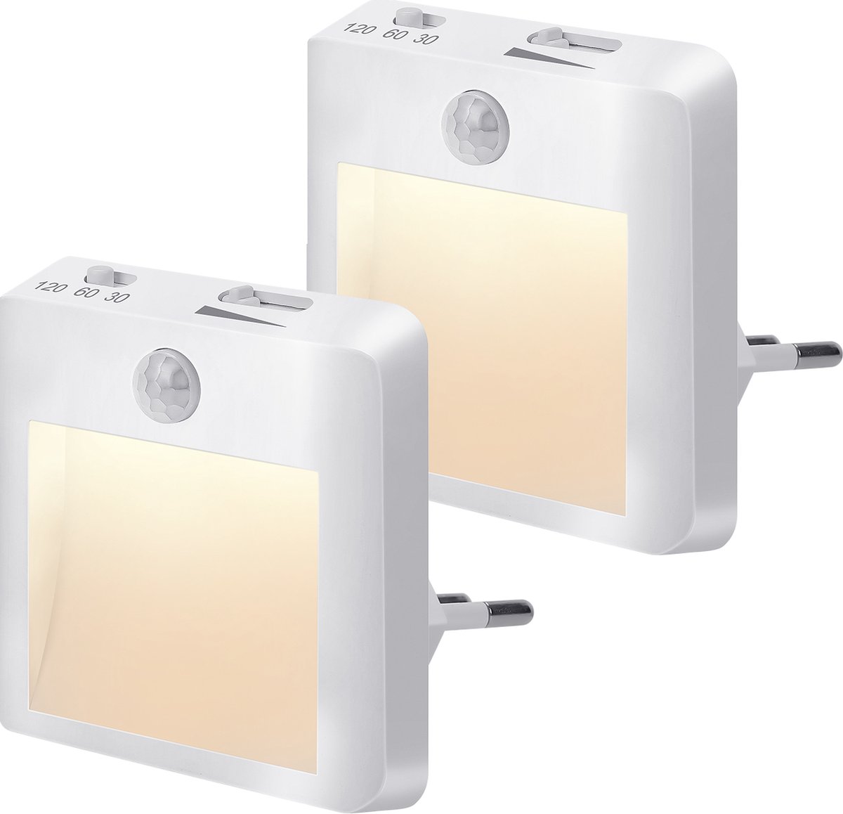 2X LED Nachtlampje Stopcontact Nachtlampje Babykamer Nacht Lamp Dag en Nacht Sensor Kinderen & Baby Wit