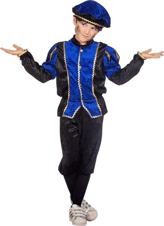 Wilbers & Wilbers - Costumes de père fouettard - Joyeux Pietje Blauw Piet Suit Costume Enfant - Blauw - Taille 116 - Sinterklaas - Déguisements
