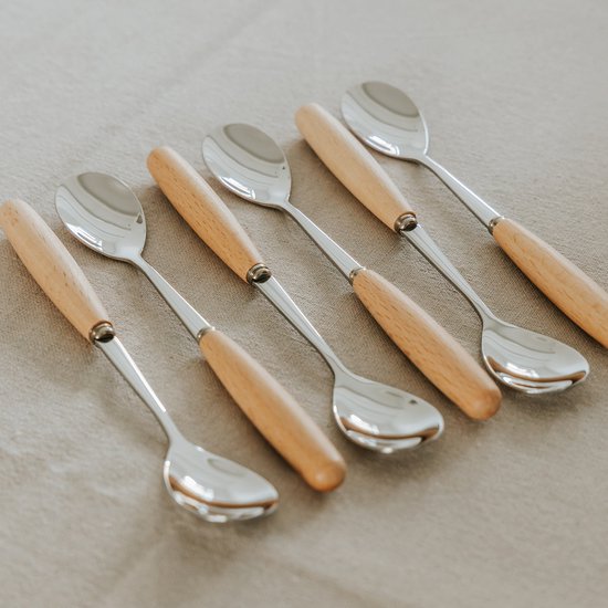 Alheco 6 ovale koffielepels - 13.8cm - RVS koffielepeltjes - Rosé goud