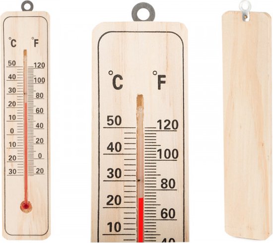 Thermomètre - Thermomètre domestique - Bois - Pour intérieur et extérieur