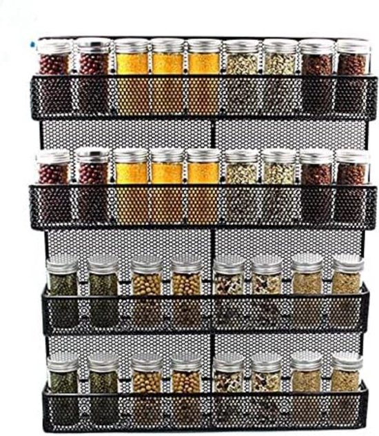 Keuken Opslag SWEETCO HOME Kruidenrek Van Hout - Drie Lagen Organizer Voor Specerijen, 18x24x5 Cm (kruidenpotjes Niet Inbegrepen) Kruidenorganizer 3 Niveaus