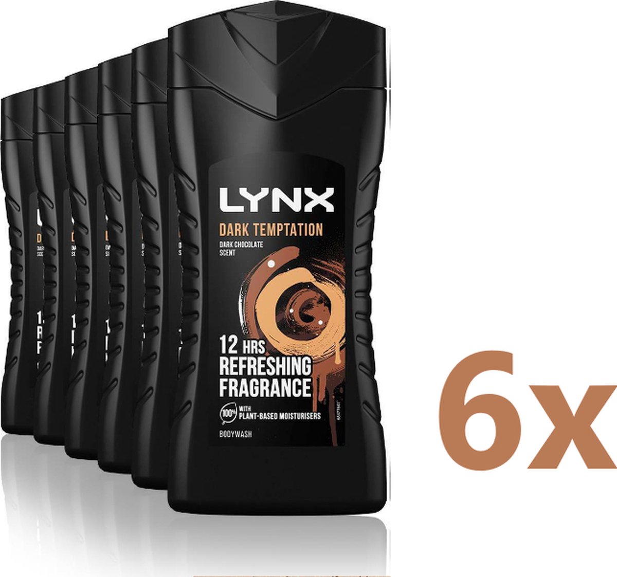 Lynx Dark Temptation For Men - 6 x 225 ml - Douchegel - Voordeelverpakking